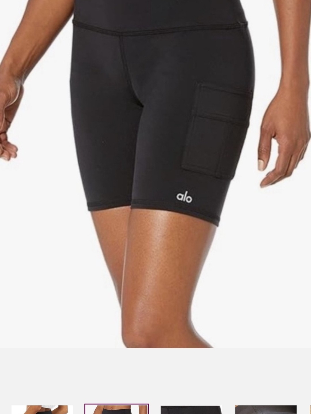 ALO Yoga Women’s Black High-Rise Bike Shorts with Side Pocket